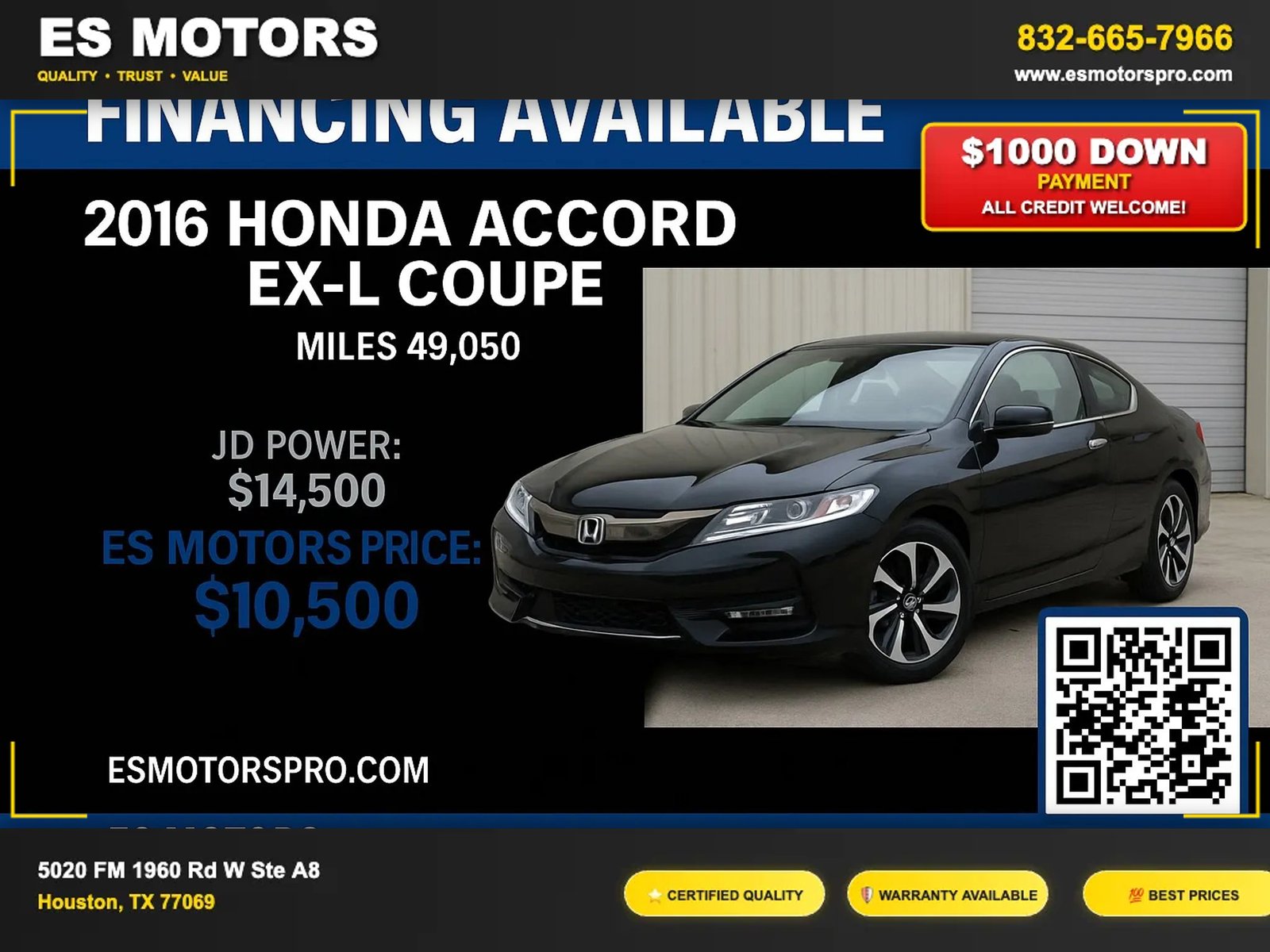 2016 Honda Accord EX-L Coupe 2D